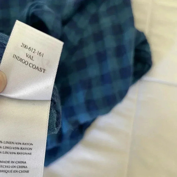 Rails plaid Val indigo coast linen blend front tie button down shirt - Picture 11 of 11